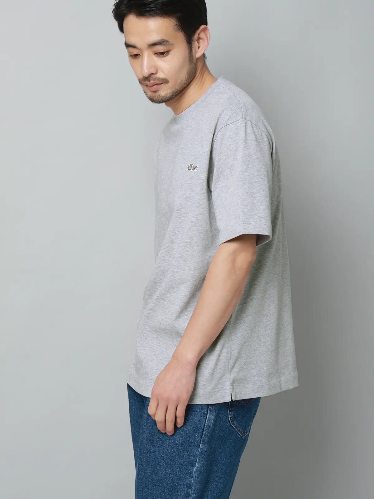クルーネックTシャツ／半袖／LACOSTE／ウォッシャブル／コットン／無地 ライトグレー S