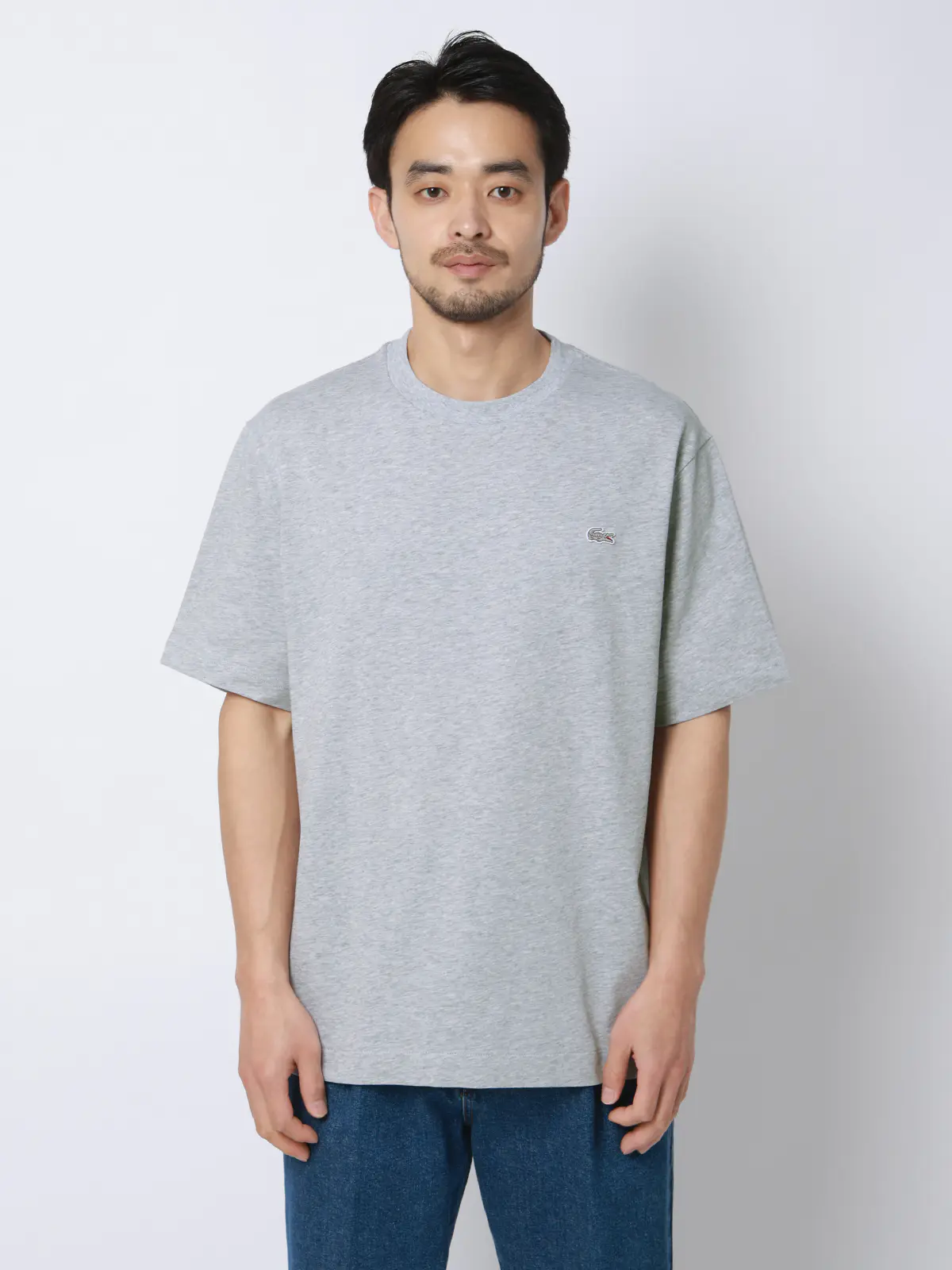 クルーネックTシャツ／半袖／LACOSTE／ウォッシャブル／コットン／無地 ライトグレー S