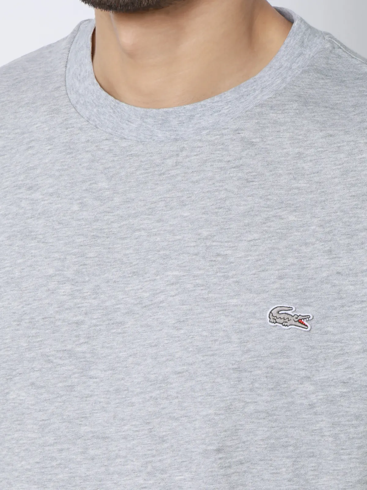 クルーネックTシャツ／半袖／LACOSTE／ウォッシャブル／コットン／無地 ライトグレー S