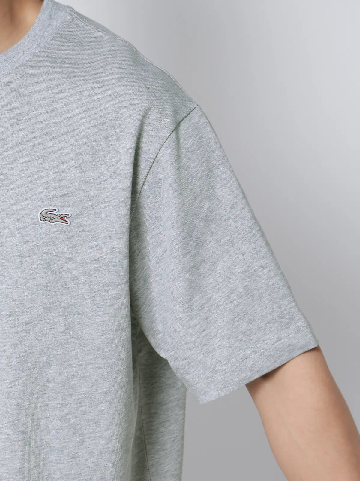 クルーネックTシャツ／半袖／LACOSTE／ウォッシャブル／コットン／無地 ライトグレー S