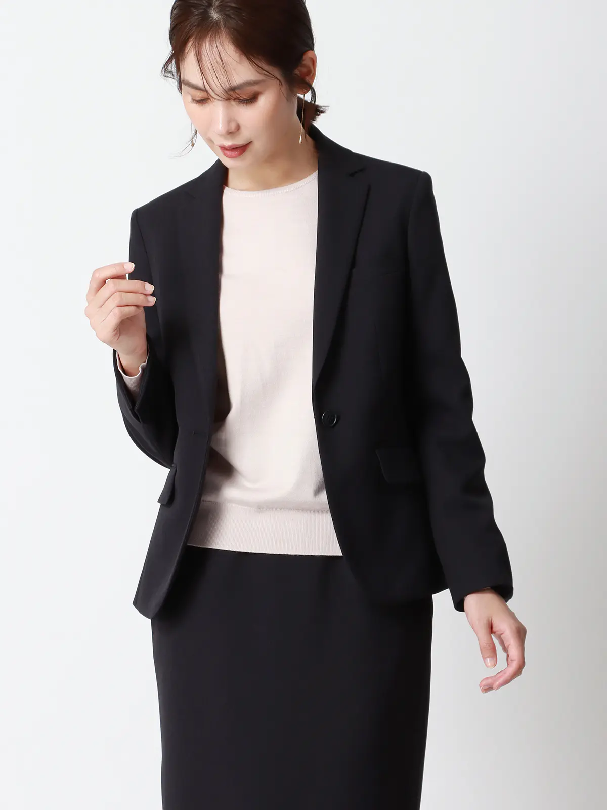 クルーネックプルオーバーニット/長袖/ウォッシャブル/レーヨンストレッチ天竺/無地 ベージュ 38(9号)