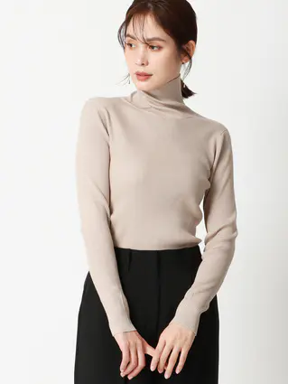 ハイネックリブニット