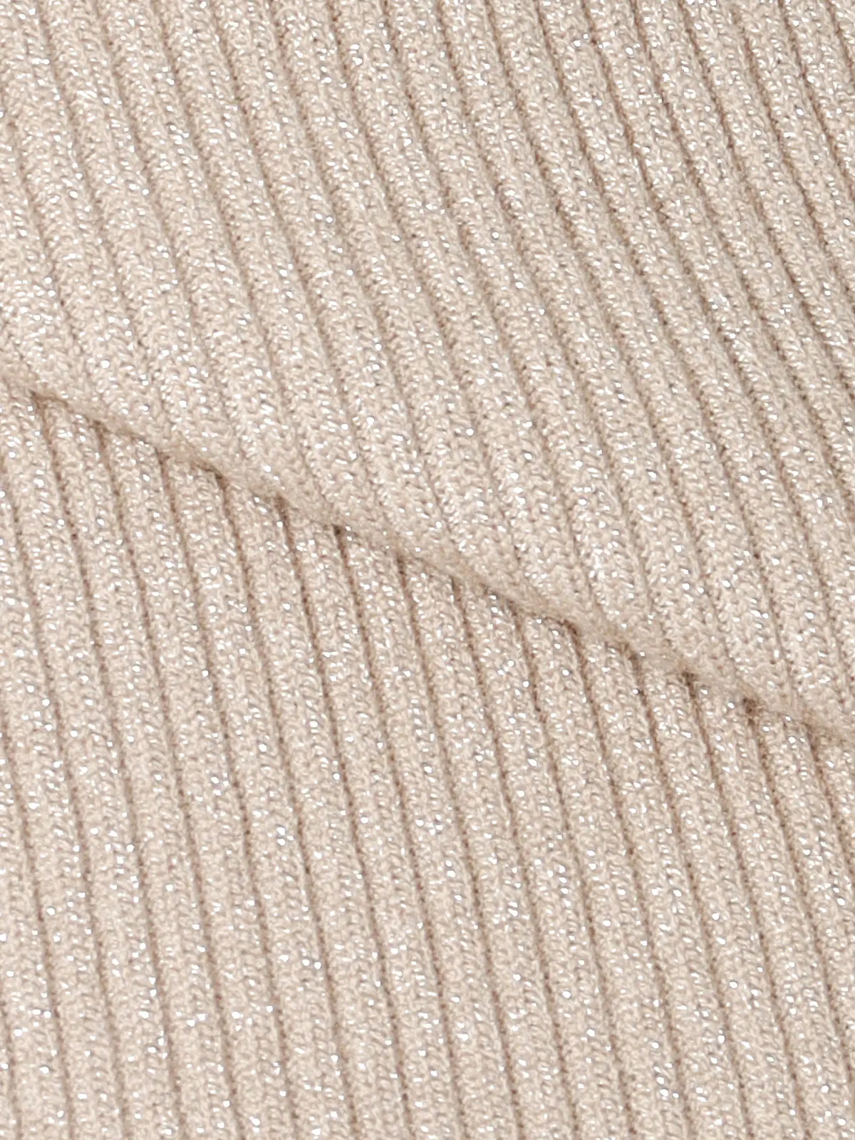 ハイネックラメリブニット／長袖／ウォッシャブル／強撚レーヨンポリエステル／無地 ベージュ 38(9号）