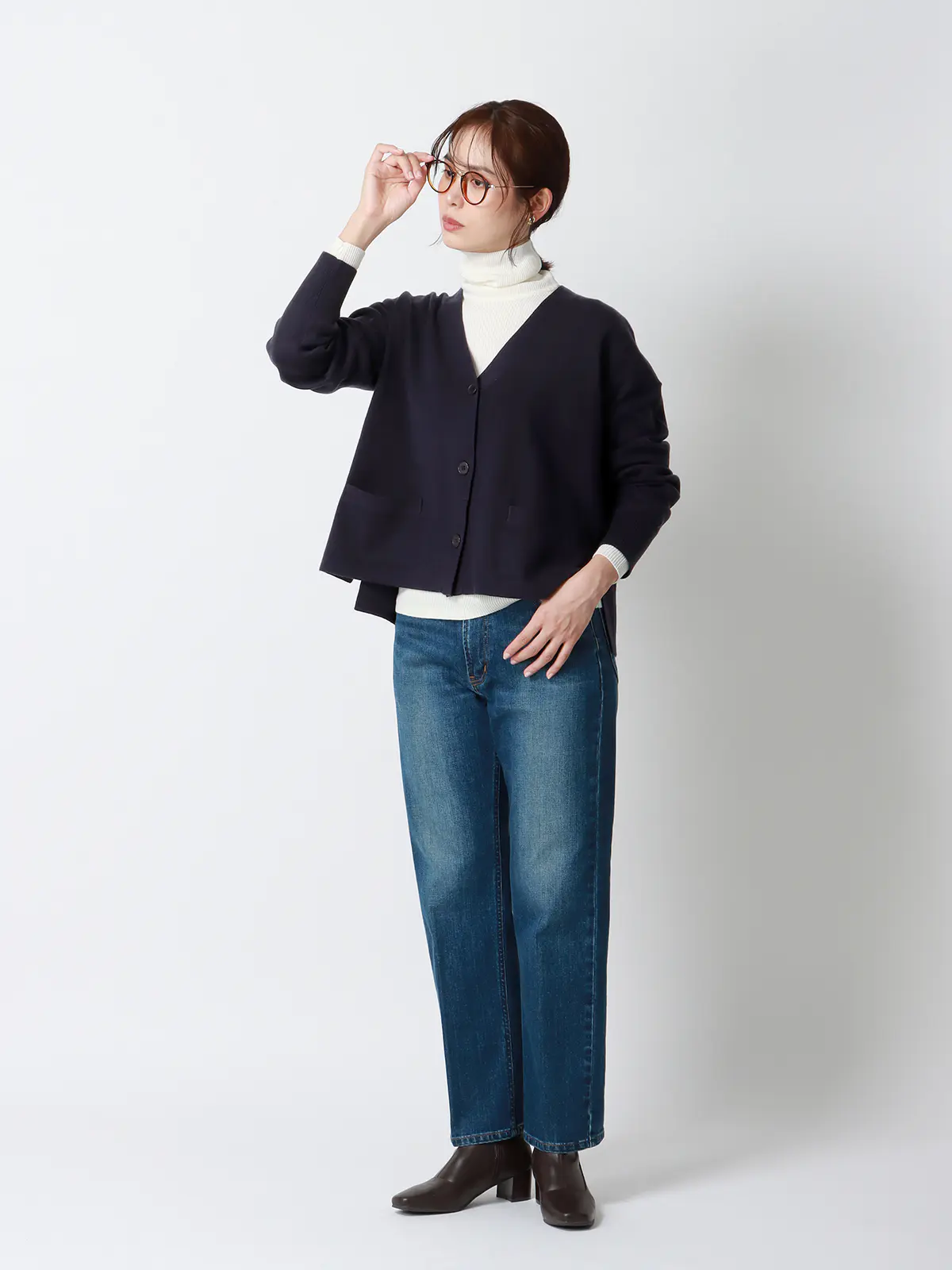 CHANTOWA/オーバーサイズカーディガン/長袖/ウォッシャブル/無地 ネイビー 38(9号)