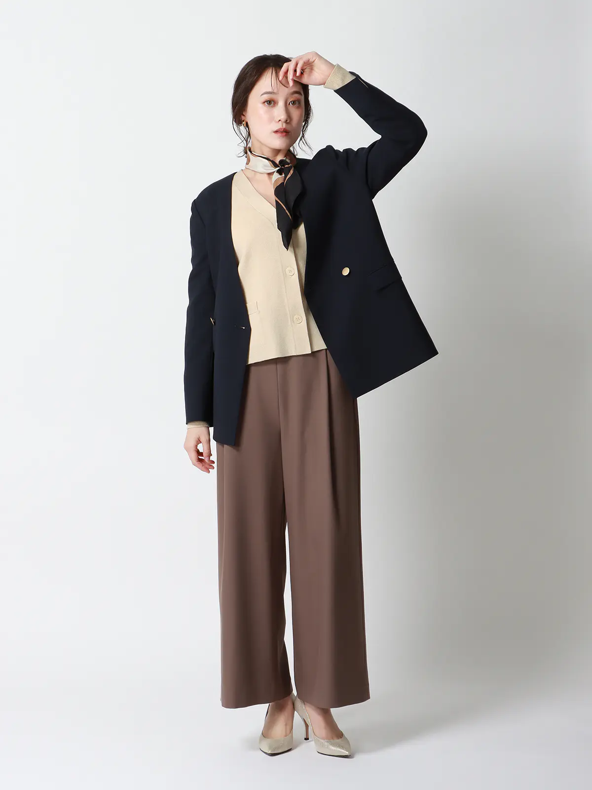 CHANTOWA/オーバーサイズカーディガン/長袖/ウォッシャブル/無地 ベージュ 38(9号)