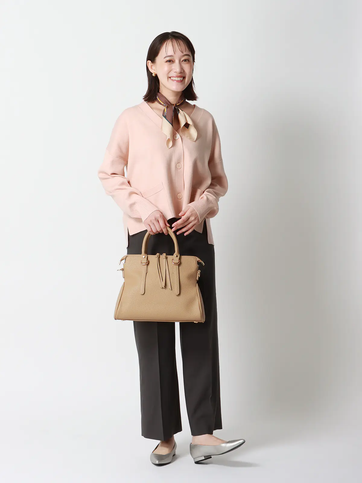 CHANTOWA／オーバーサイズカーディガン／長袖／ウォッシャブル／無地 ピンク 38(9号）