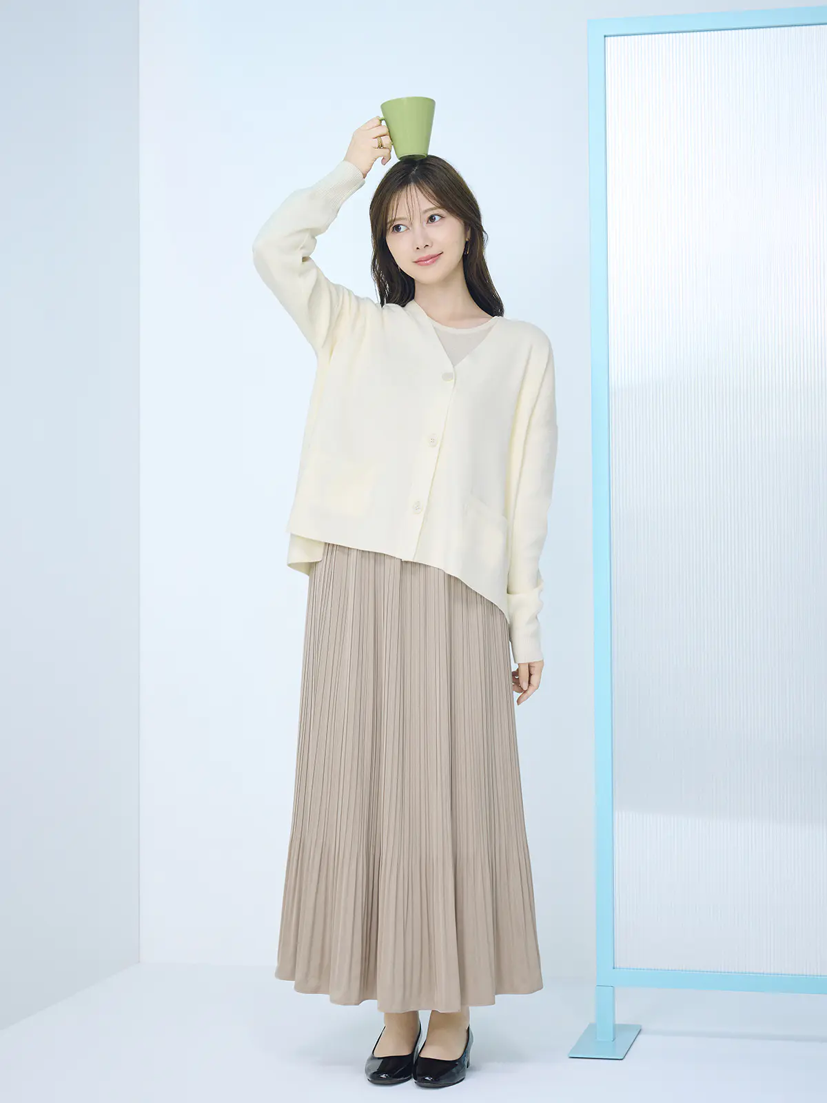 CHANTOWA/オーバーサイズカーディガン/長袖/ウォッシャブル/無地 アイボリー 38(9号)