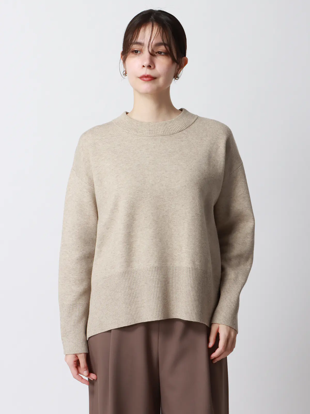 WEB限定／CHANTOWA／コクーンシルエットプルオーバー／長袖／ウォッシャブル／無地 ベージュ系 38(9号）