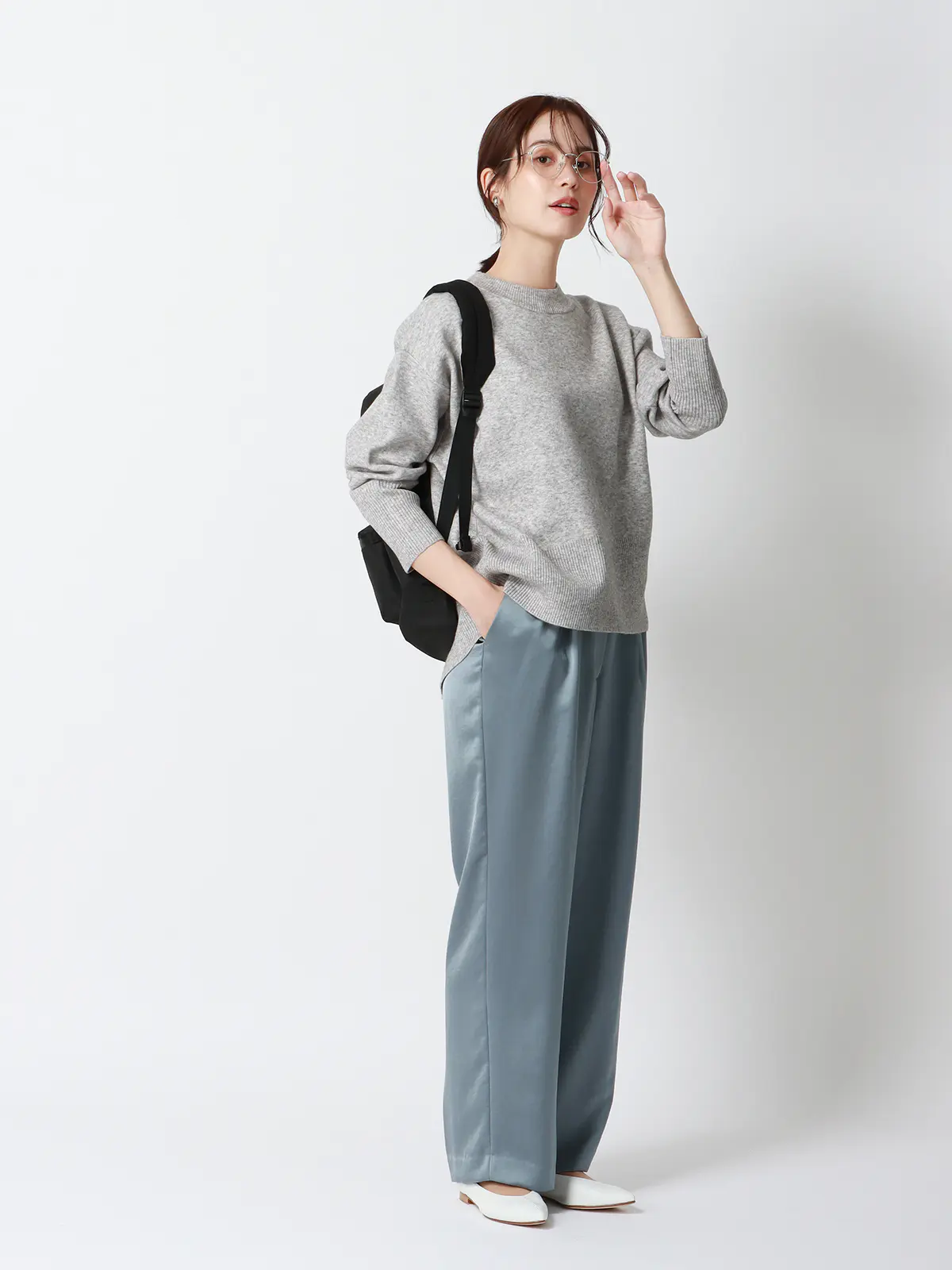 CHANTOWA／コクーンシルエットプルオーバー／長袖／ウォッシャブル／無地 グレー系 38(9号）