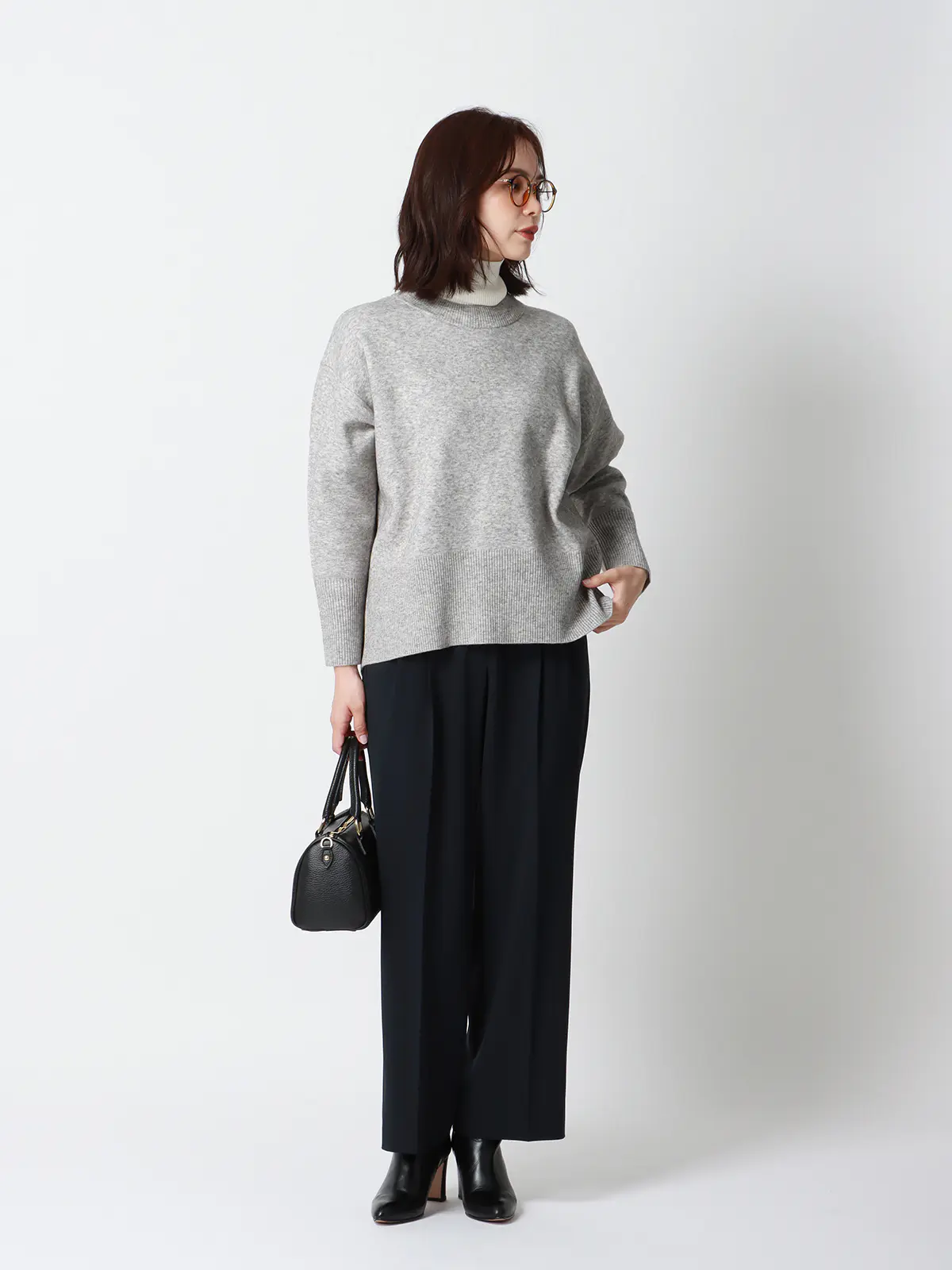 CHANTOWA/コクーンシルエットプルオーバー/長袖/ウォッシャブル/無地 グレー 38(9号)