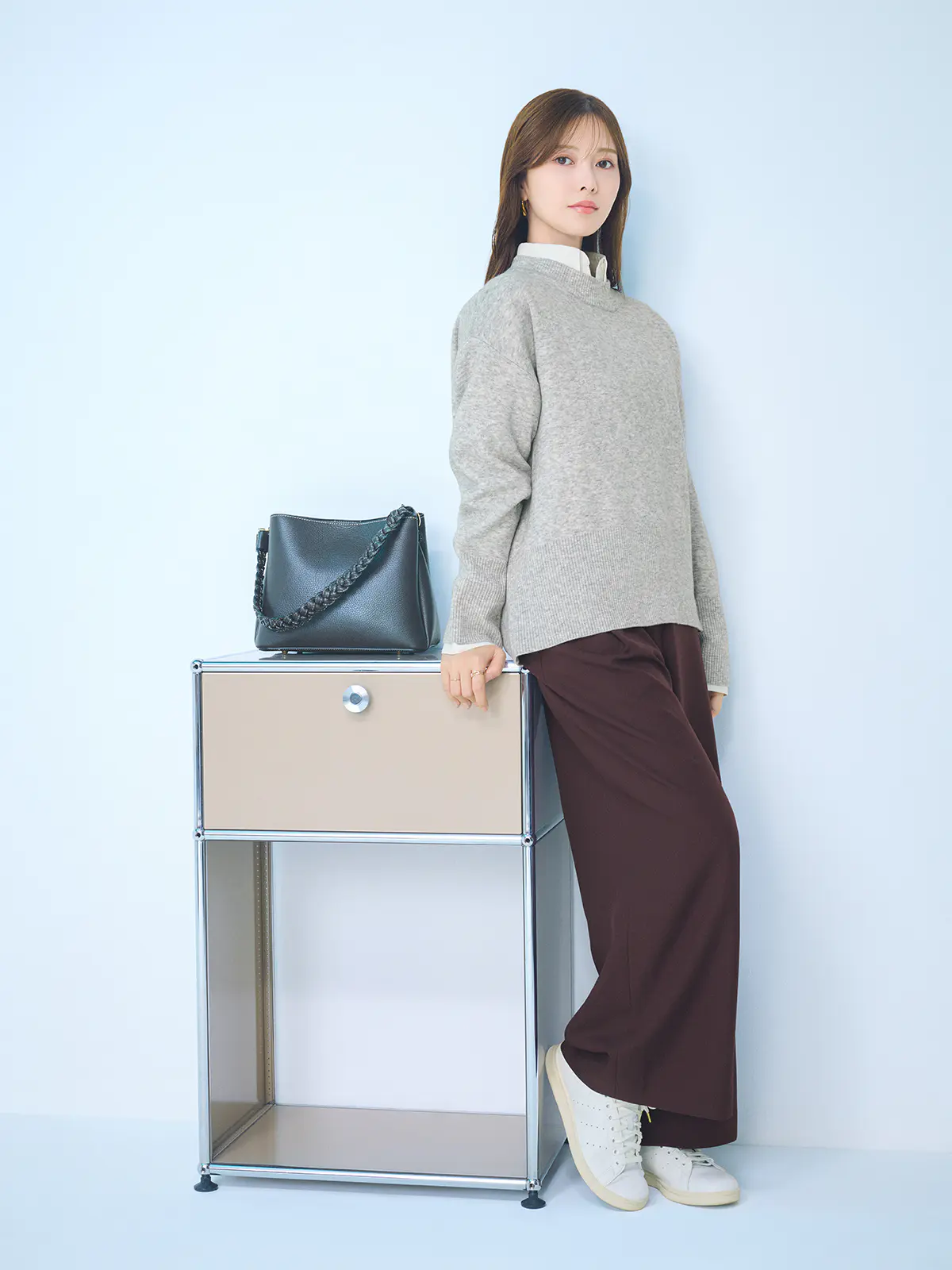 CHANTOWA/コクーンシルエットプルオーバー/長袖/ウォッシャブル/無地 グレー 38(9号)