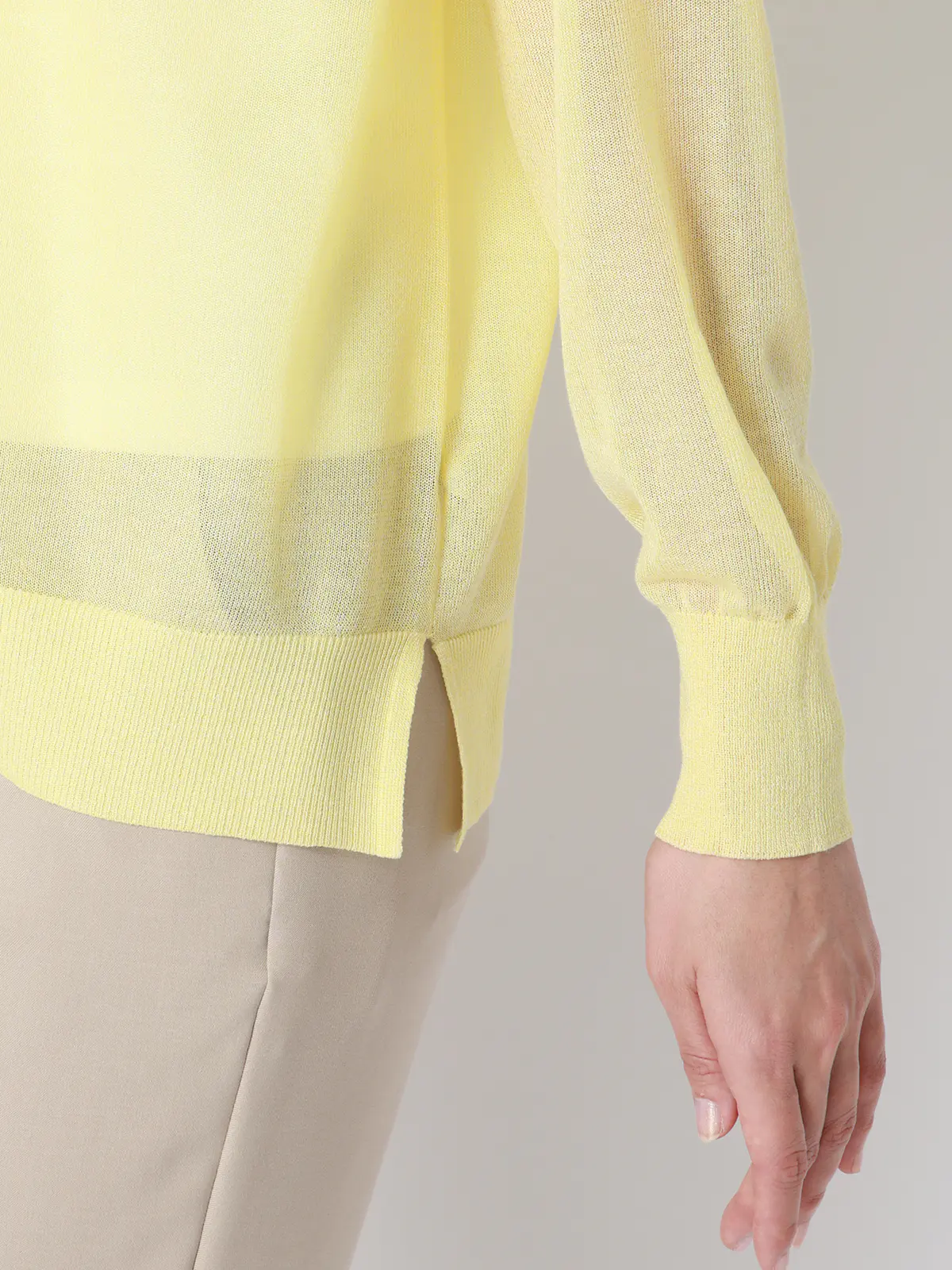 CHANTOWA／シアー2WAYカーディガン／長袖／ウォッシャブル／接触冷感／無地 イエロー 38(9号）