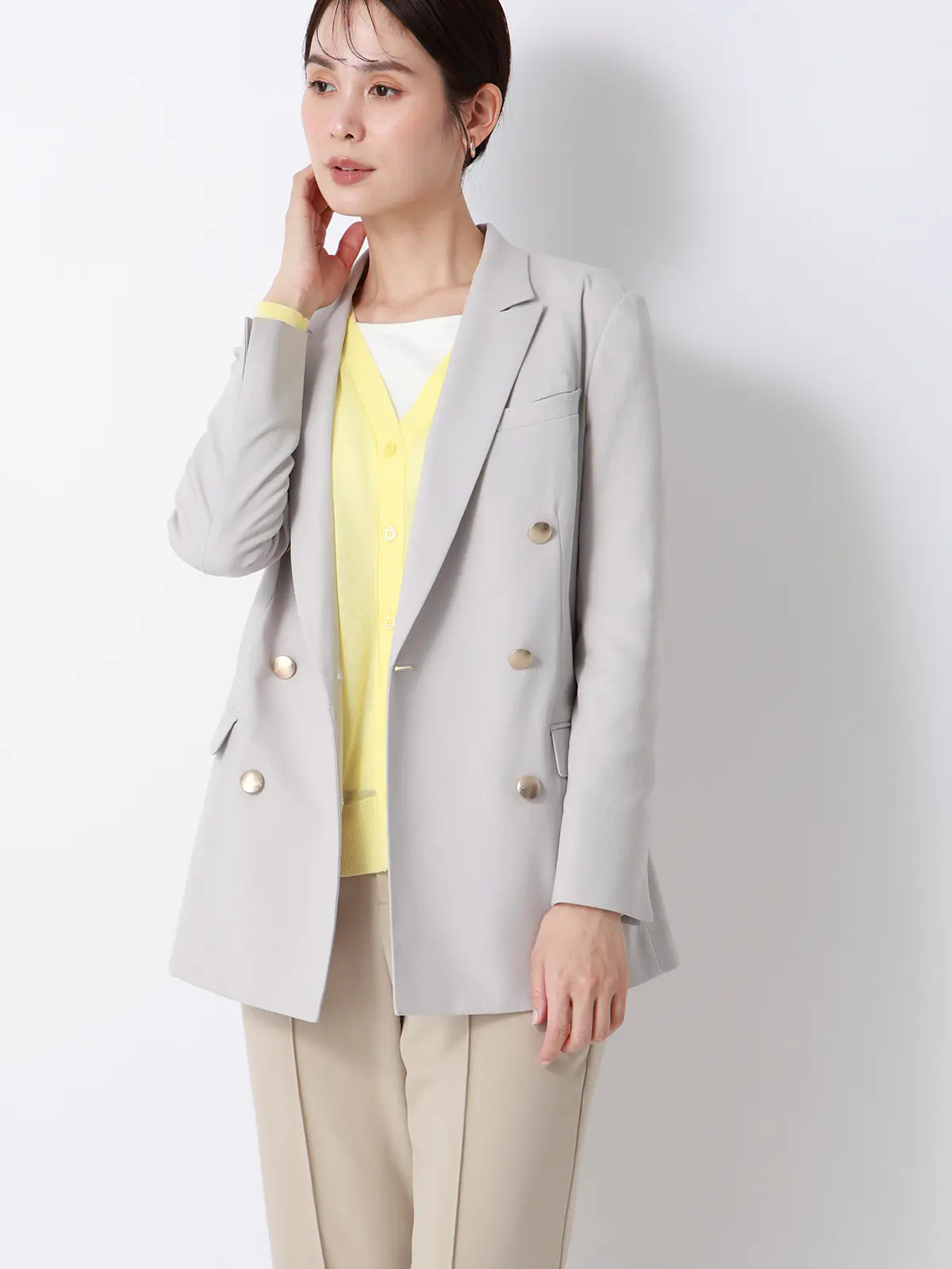 CHANTOWA／シアー2WAYカーディガン／長袖／ウォッシャブル／接触冷感／無地 イエロー 38(9号）