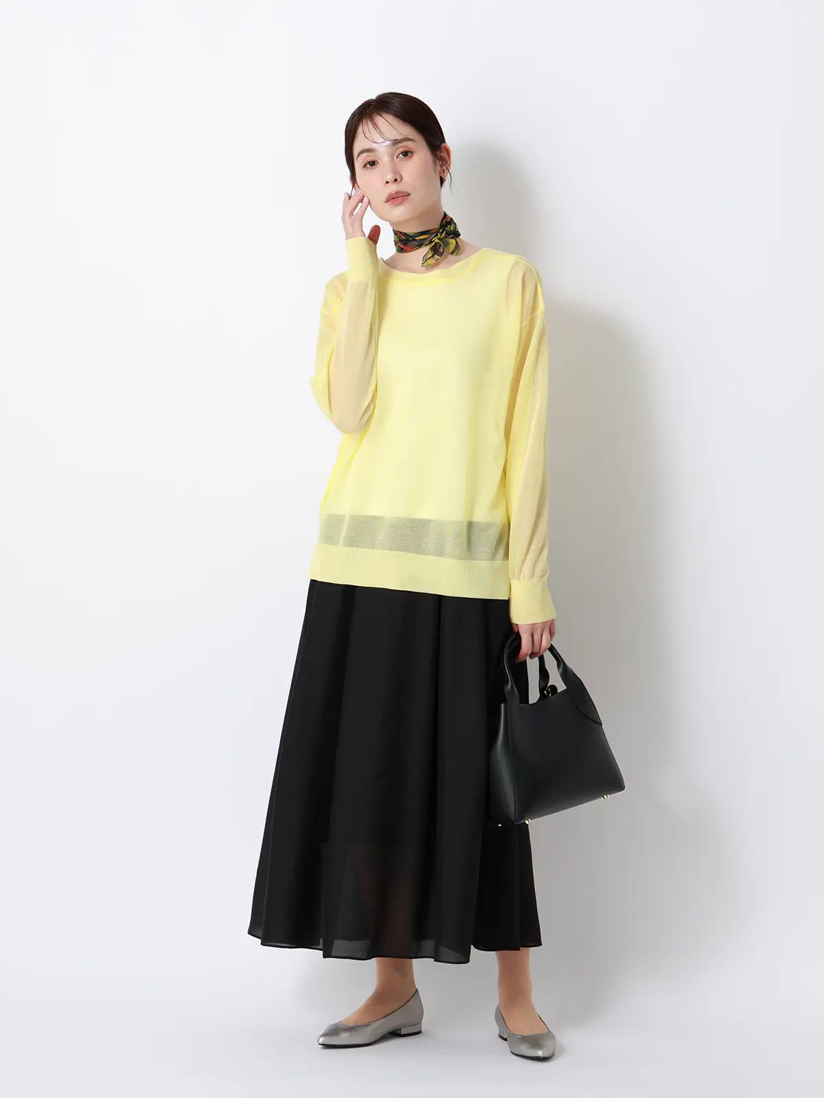 CHANTOWA／シアー2WAYカーディガン／長袖／ウォッシャブル／接触冷感／無地 イエロー 38(9号）