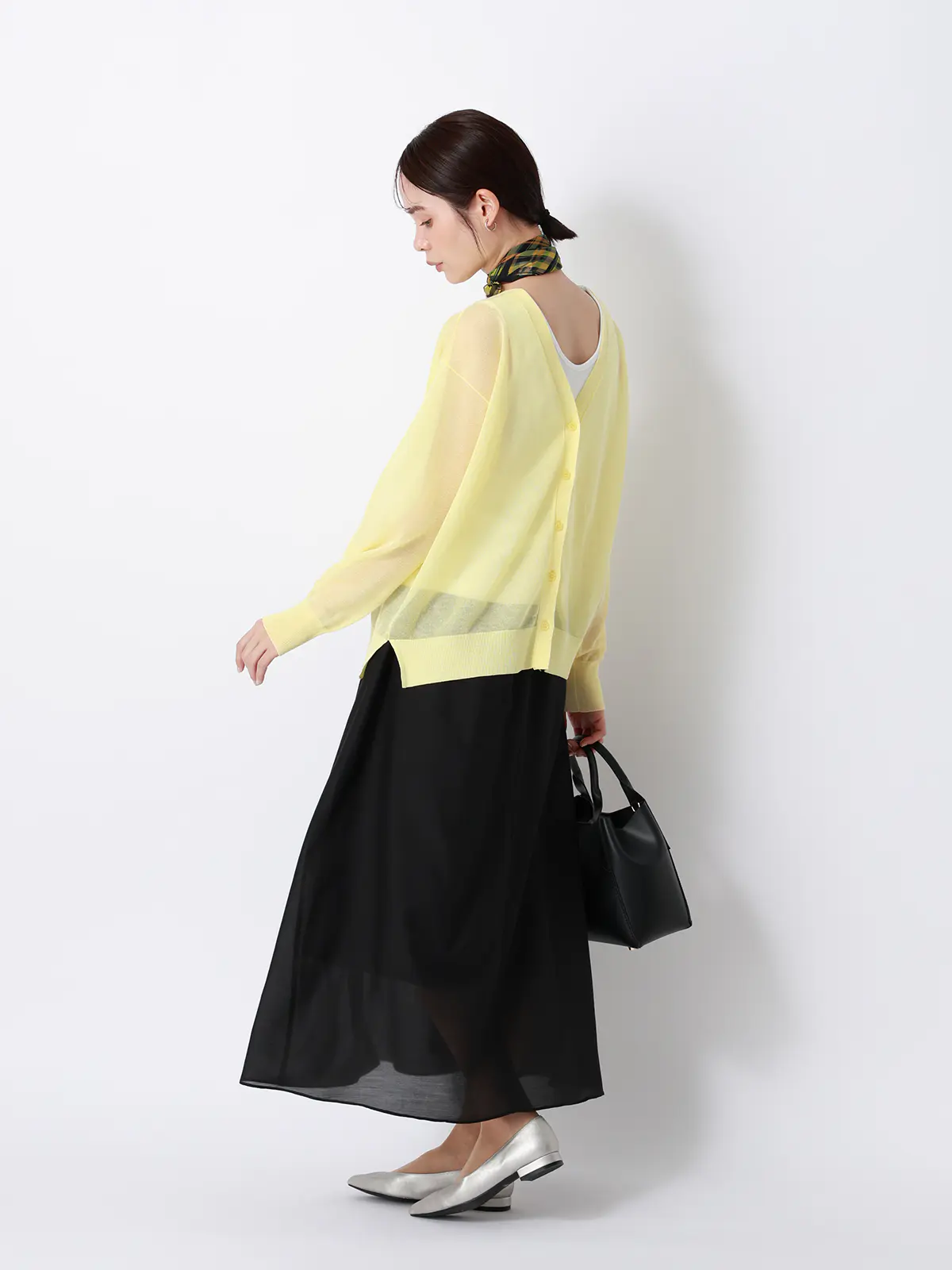 CHANTOWA／シアー2WAYカーディガン／長袖／ウォッシャブル／接触冷感／無地 イエロー 38(9号）