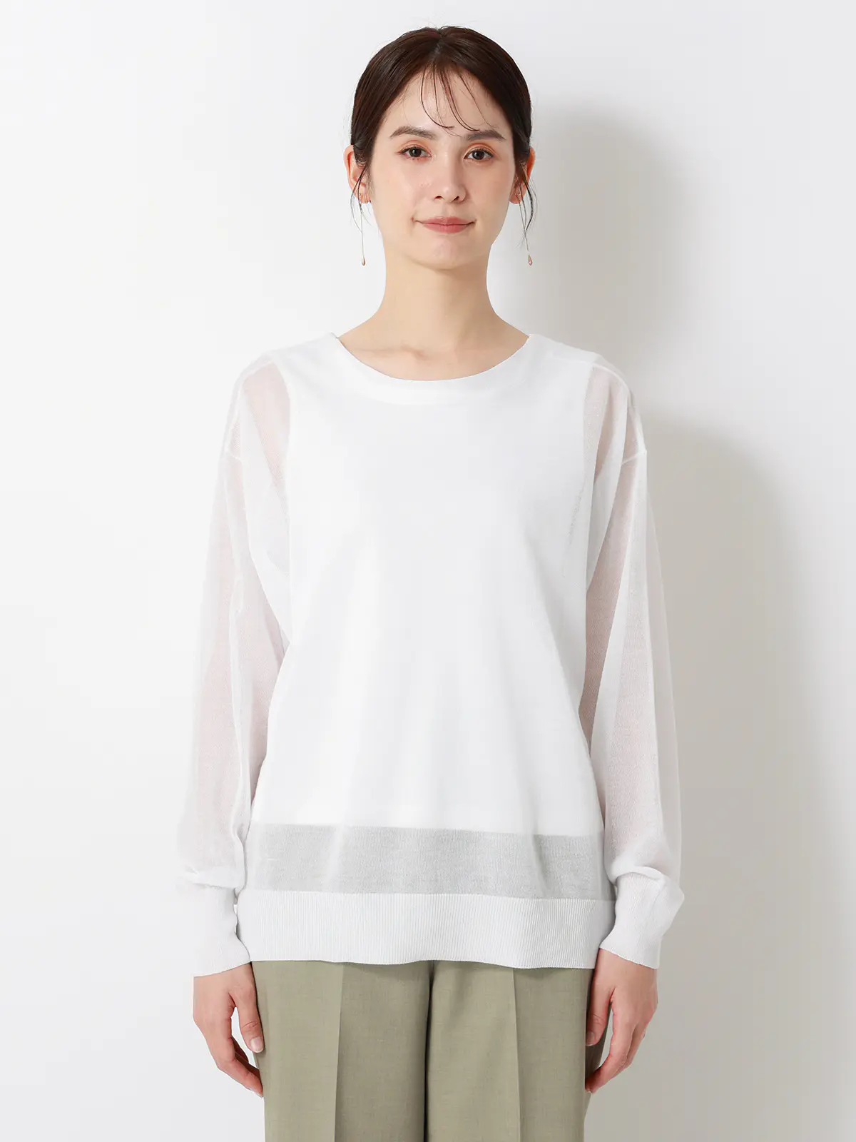 CHANTOWA/シアー2WAYカーディガン/長袖/ウォッシャブル/接触冷感/無地 ホワイト 38(9号)