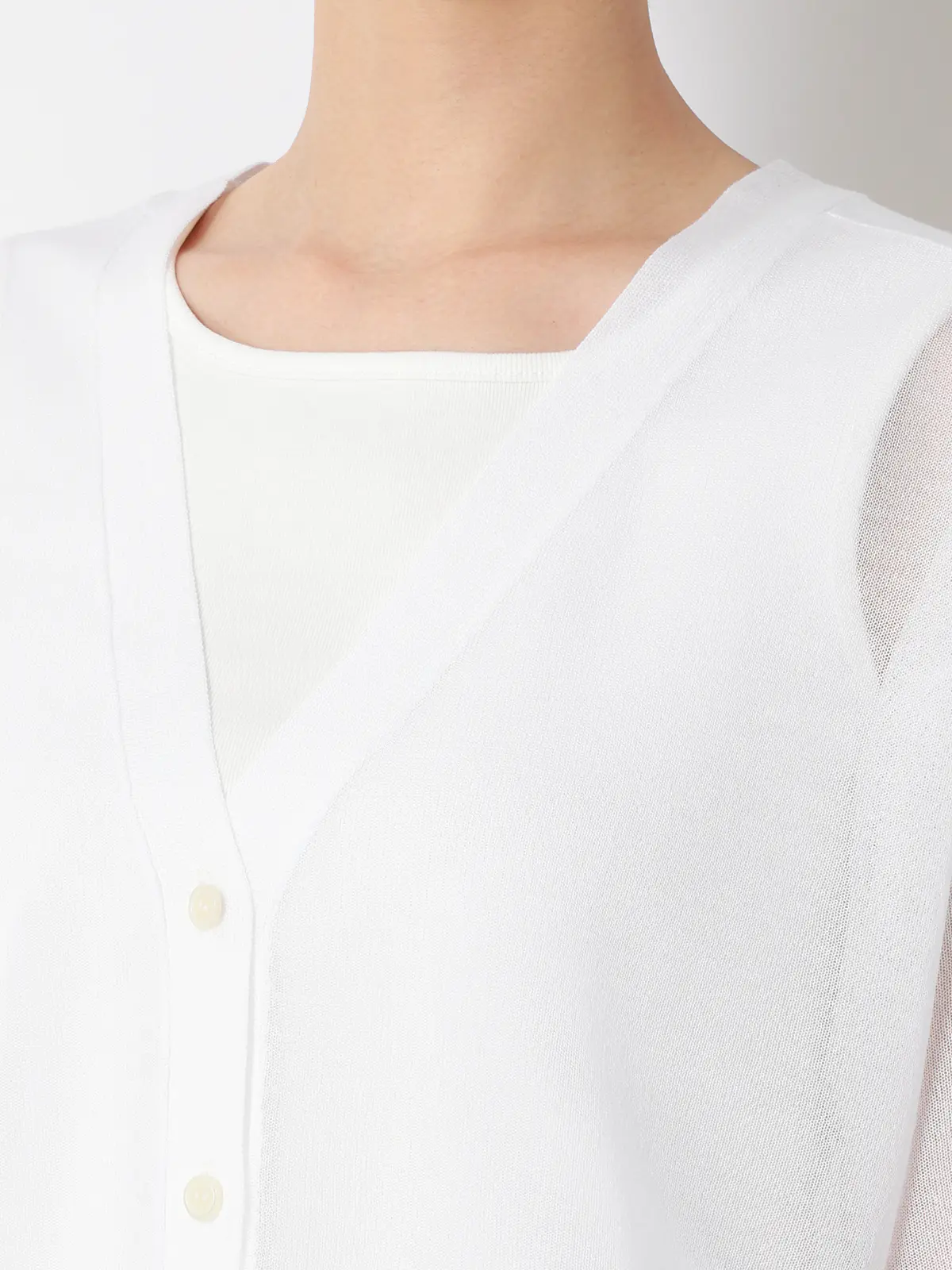 CHANTOWA/シアー2WAYカーディガン/長袖/ウォッシャブル/接触冷感/無地 ホワイト 38(9号)