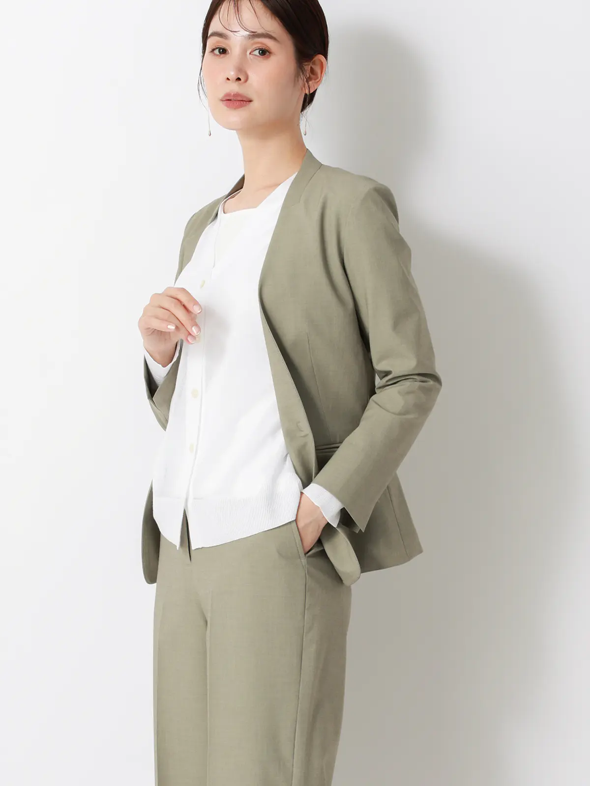 CHANTOWA/シアー2WAYカーディガン/長袖/ウォッシャブル/接触冷感/無地 ホワイト 38(9号)