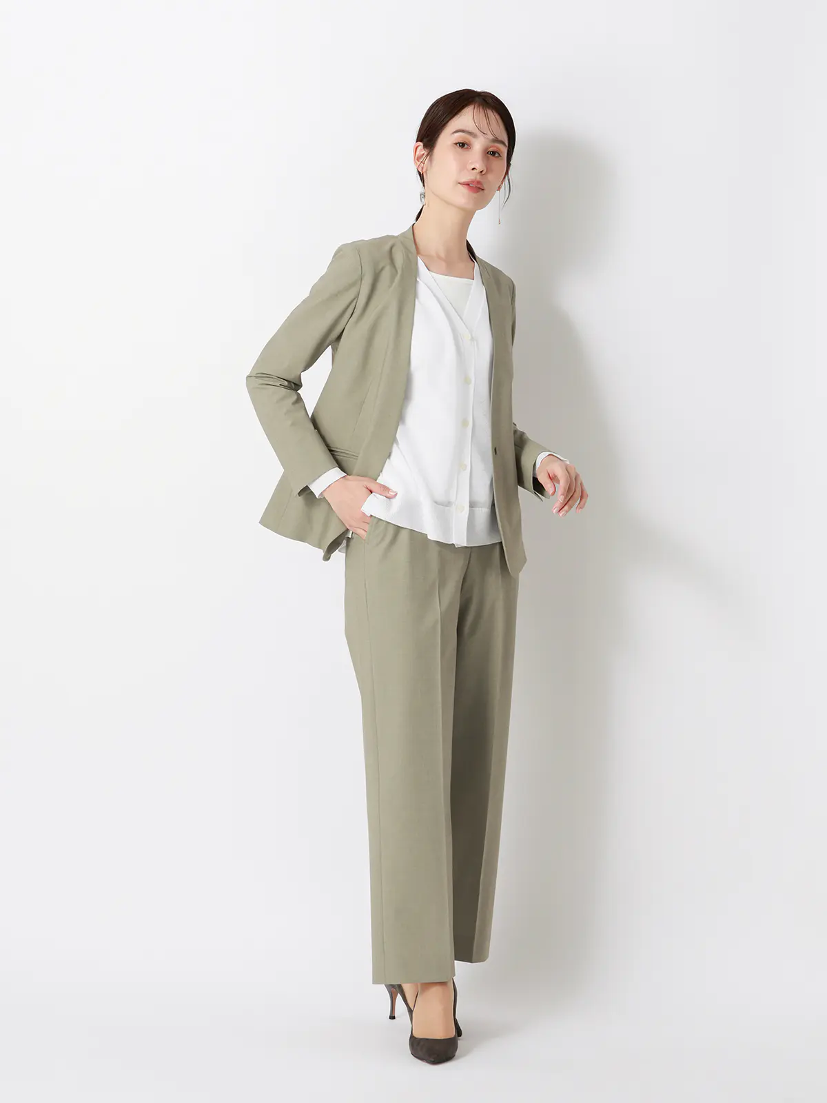 CHANTOWA/シアー2WAYカーディガン/長袖/ウォッシャブル/接触冷感/無地 ホワイト 38(9号)