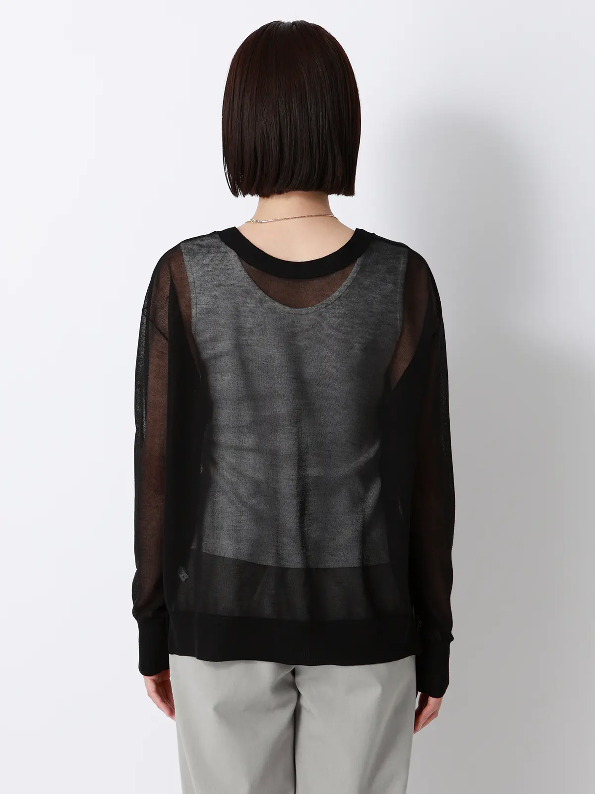 CHANTOWA／シアー2WAYカーディガン／長袖／ウォッシャブル／接触冷感／無地 ブラック 38(9号）