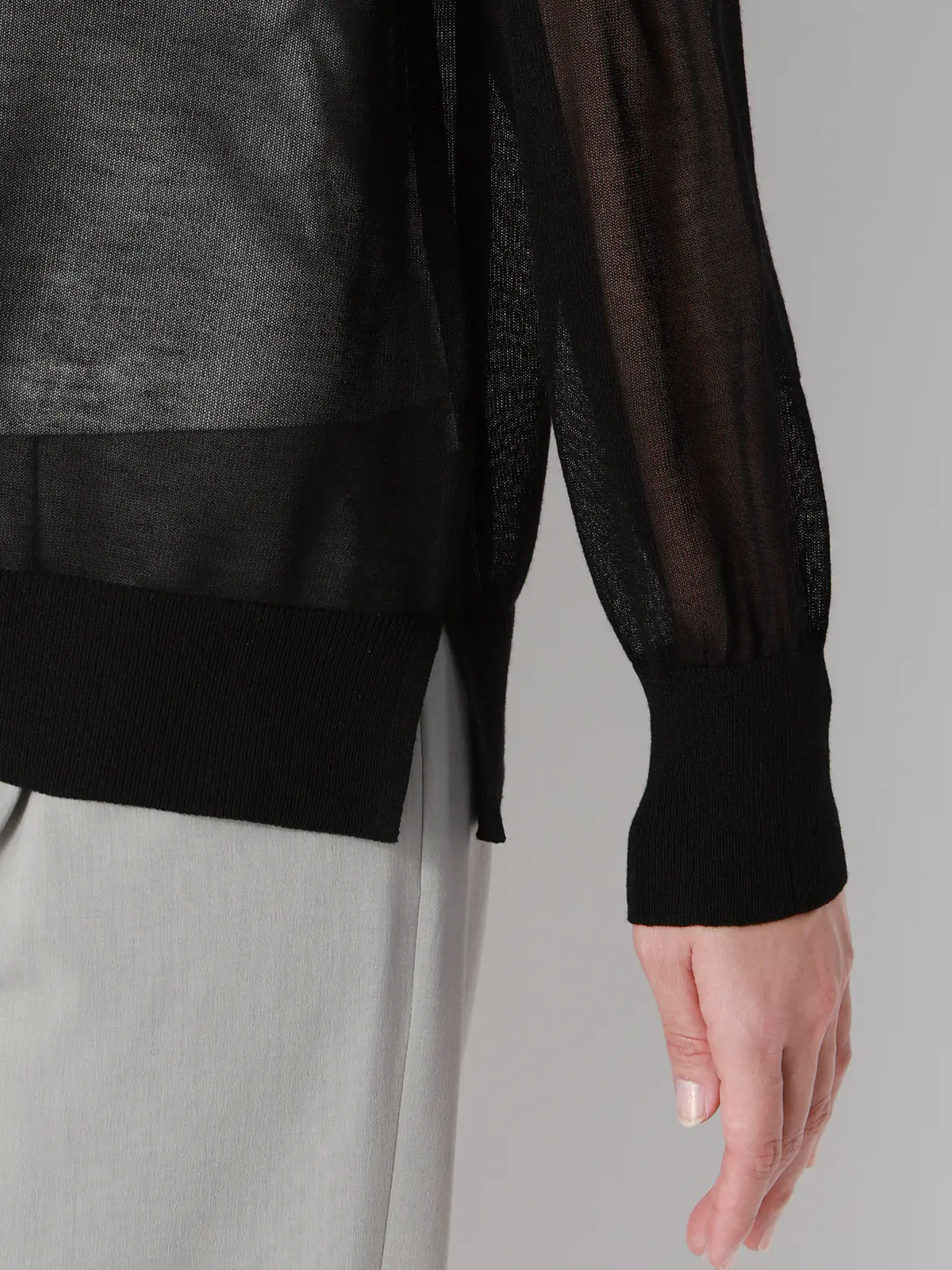 CHANTOWA／シアー2WAYカーディガン／長袖／ウォッシャブル／接触冷感／無地 ブラック 38(9号）