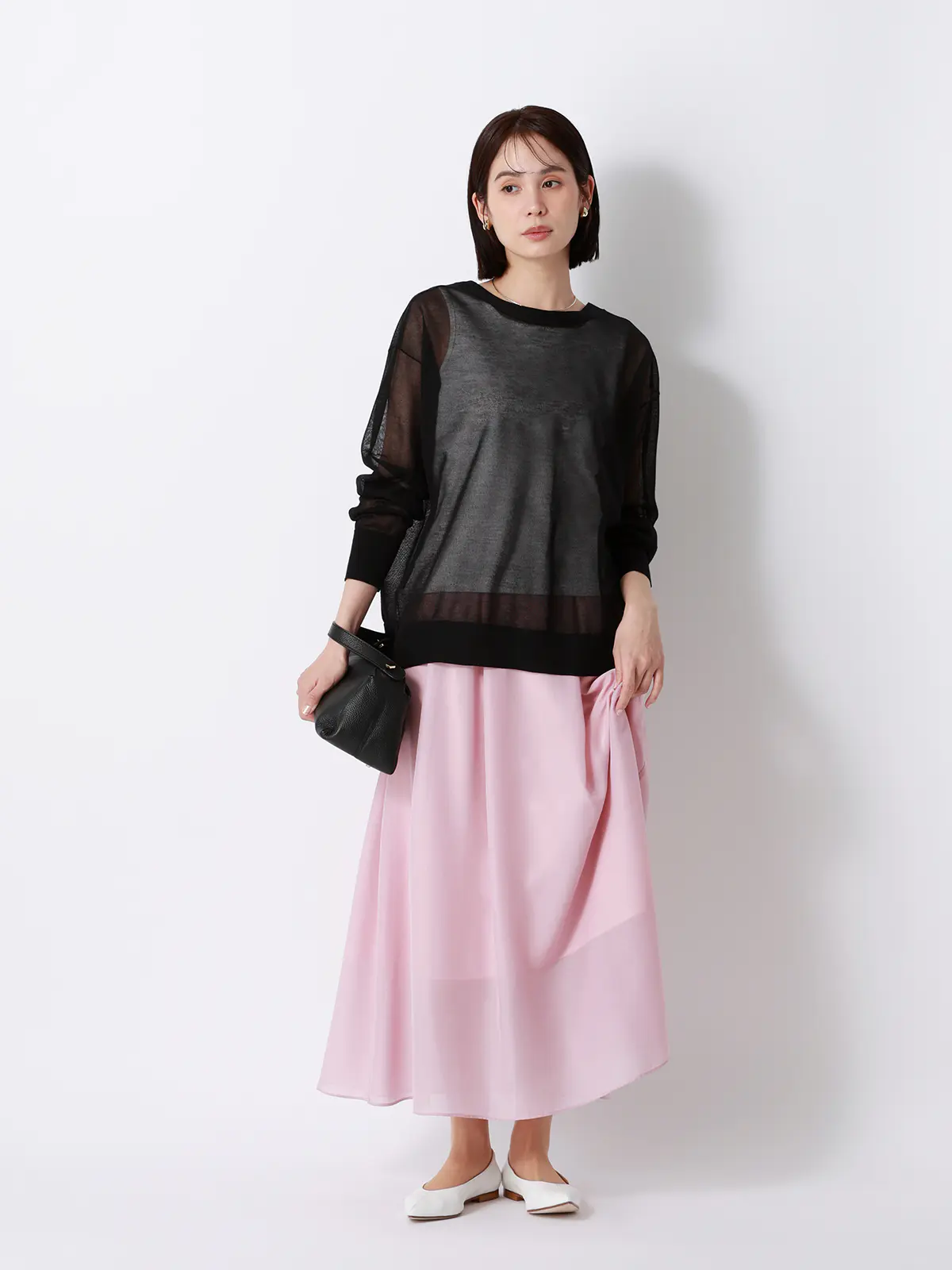 CHANTOWA／シアー2WAYカーディガン／長袖／ウォッシャブル／接触冷感／無地 ブラック 38(9号）