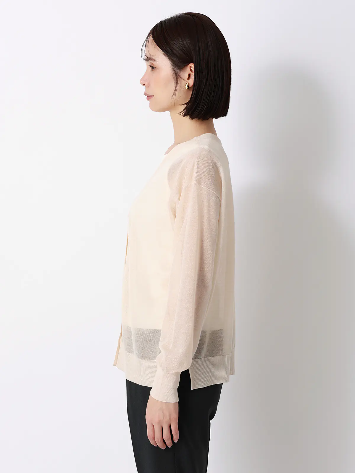 CHANTOWA／シアー2WAYカーディガン／長袖／ウォッシャブル／接触冷感／無地 ベージュ 38(9号）