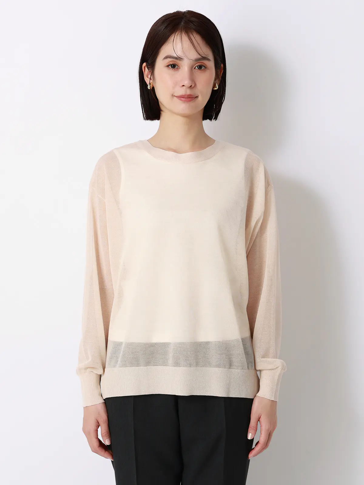 CHANTOWA／シアー2WAYカーディガン／長袖／ウォッシャブル／接触冷感／無地 ベージュ 38(9号）