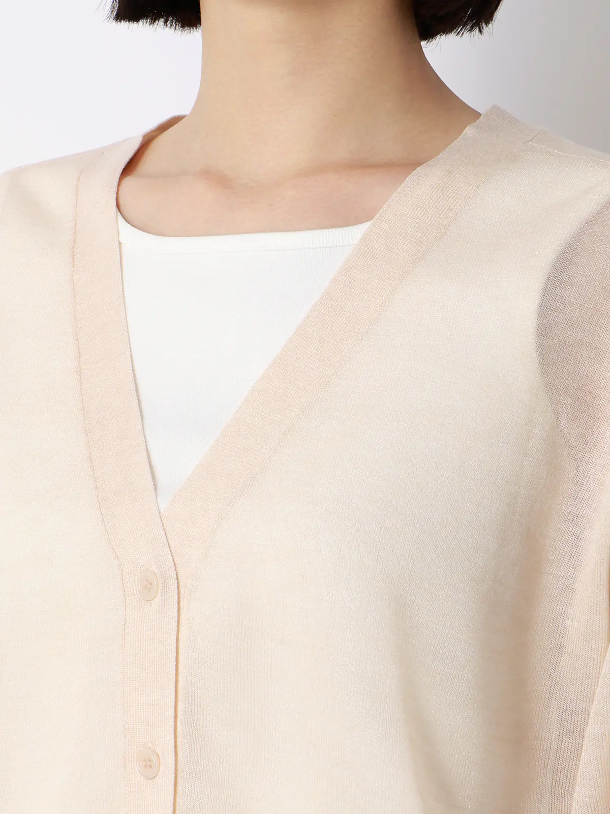 CHANTOWA／シアー2WAYカーディガン／長袖／ウォッシャブル／接触冷感／無地 ベージュ 38(9号）