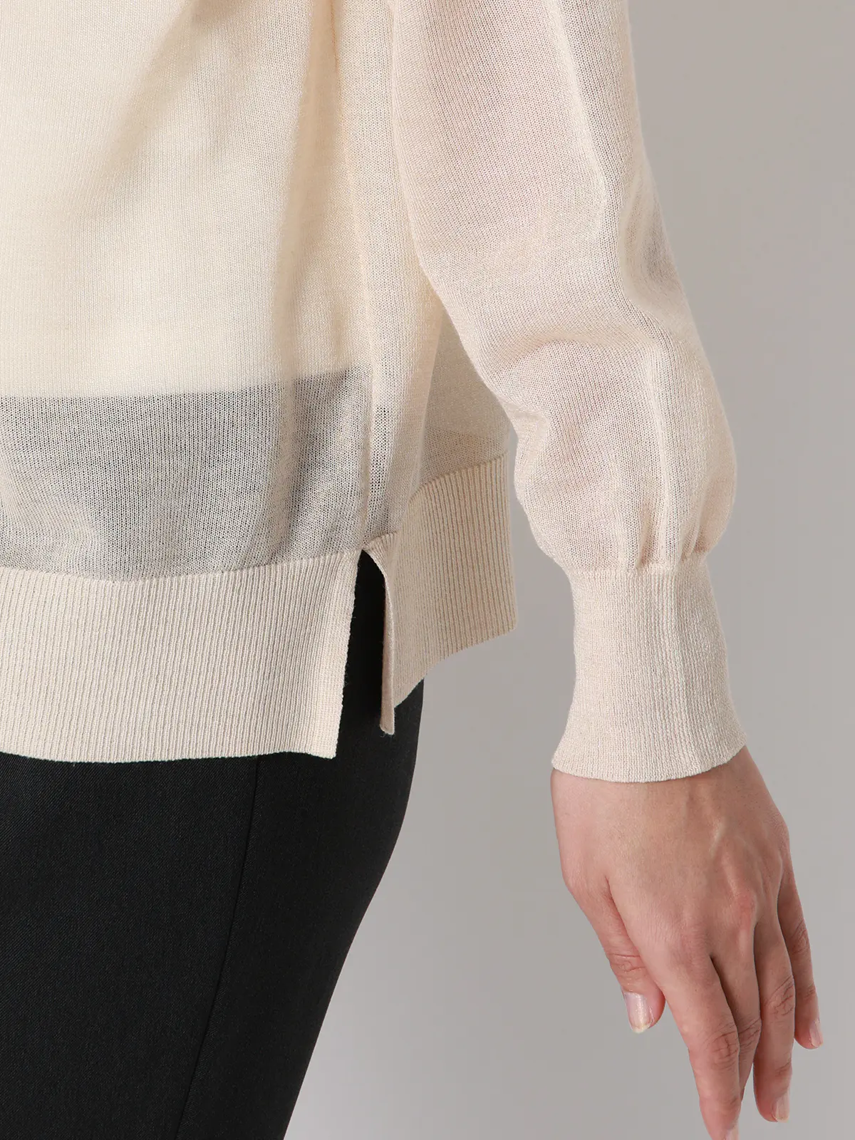 CHANTOWA／シアー2WAYカーディガン／長袖／ウォッシャブル／接触冷感／無地 ベージュ 38(9号）