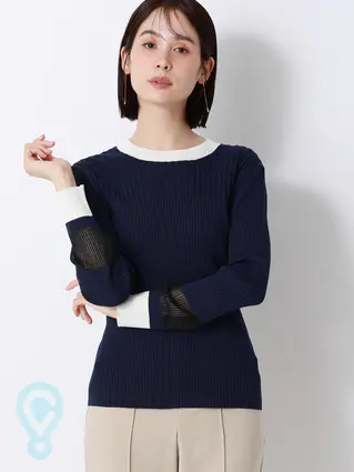 配色リブニット