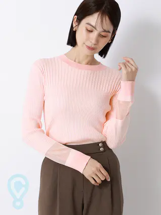 配色リブニット