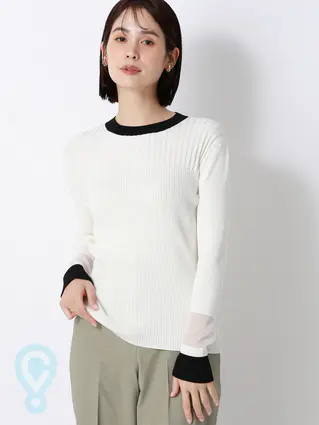 配色リブニット