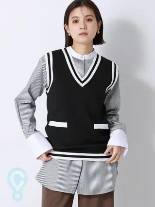 Vネックニットベスト