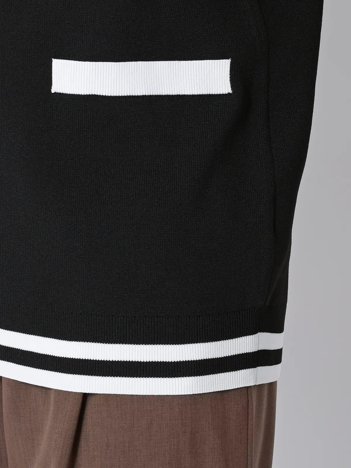 CHANTOWA／バイカラーVネックニットベスト／ハンドウォッシュ ブラック F