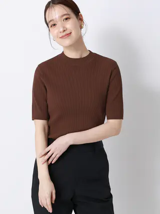 ハイネックリブニット