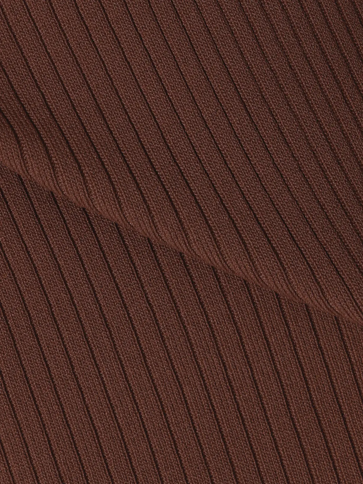 ハイネックリブニット／5分袖／ハンドウォッシュ／ドライレーヨン／無地 ブラウン F