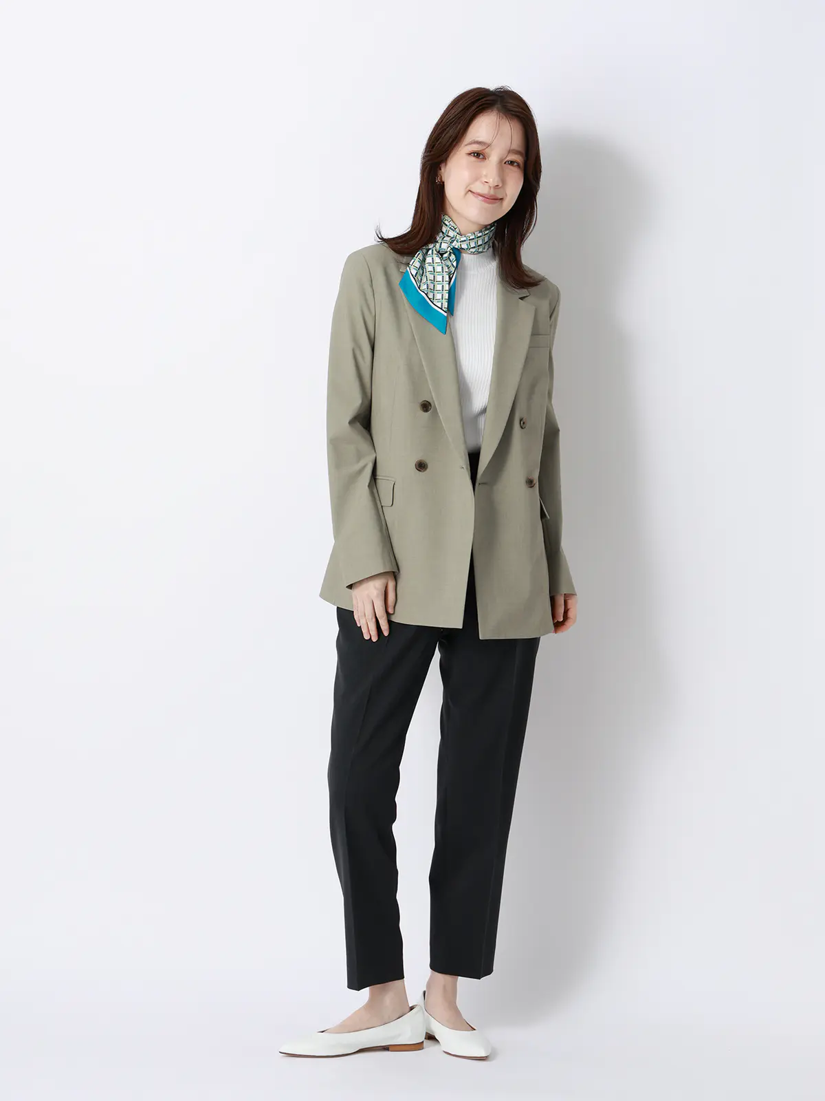 ハイネックリブニット/5分袖/ハンドウォッシュ/ドライレーヨン/無地 オフホワイト F