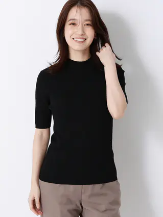 ハイネックリブニット