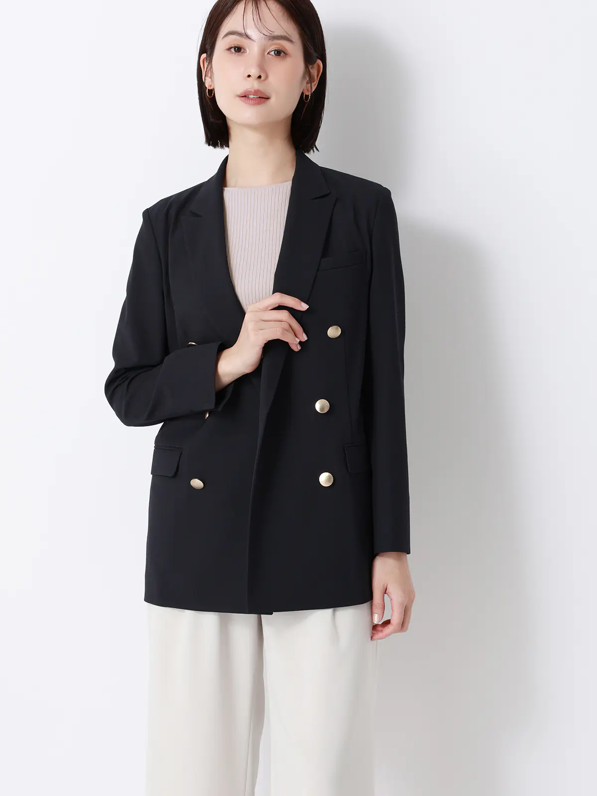 ボートネックリブニット／5分袖／ハンドウォッシュ／ドライレーヨン／無地 ライラック F