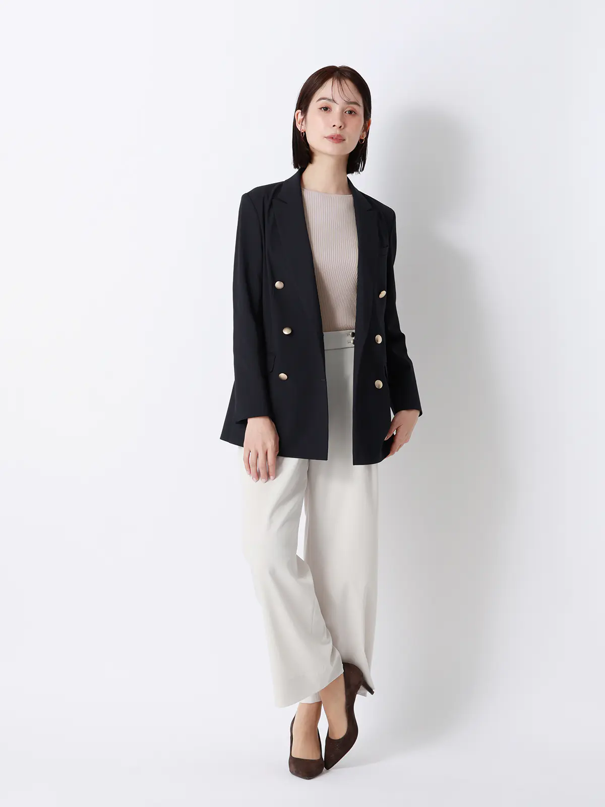 ボートネックリブニット／5分袖／ハンドウォッシュ／ドライレーヨン／無地 ライラック F