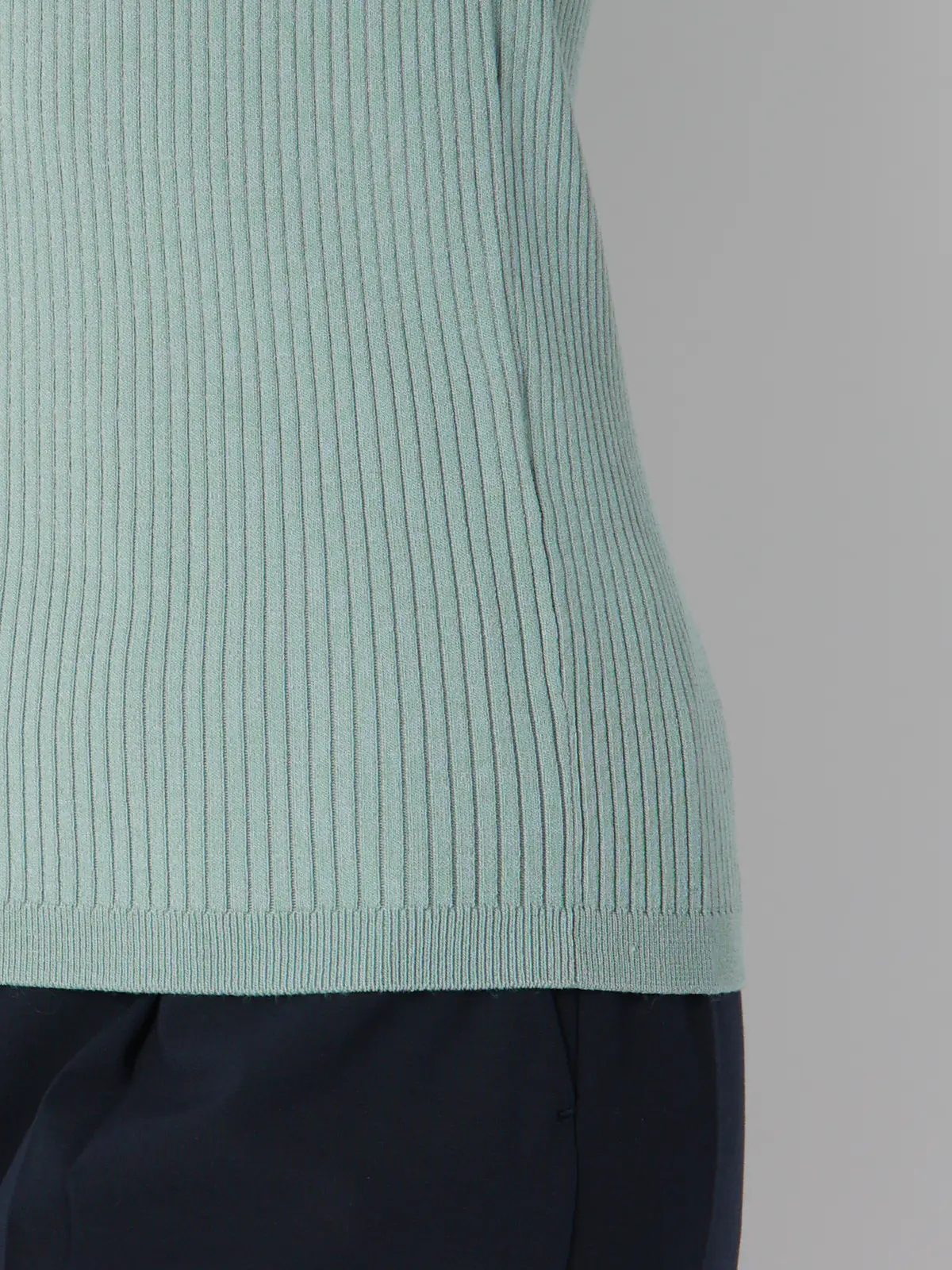 ボートネックリブニット／5分袖／ハンドウォッシュ／ドライレーヨン／無地 ミント F