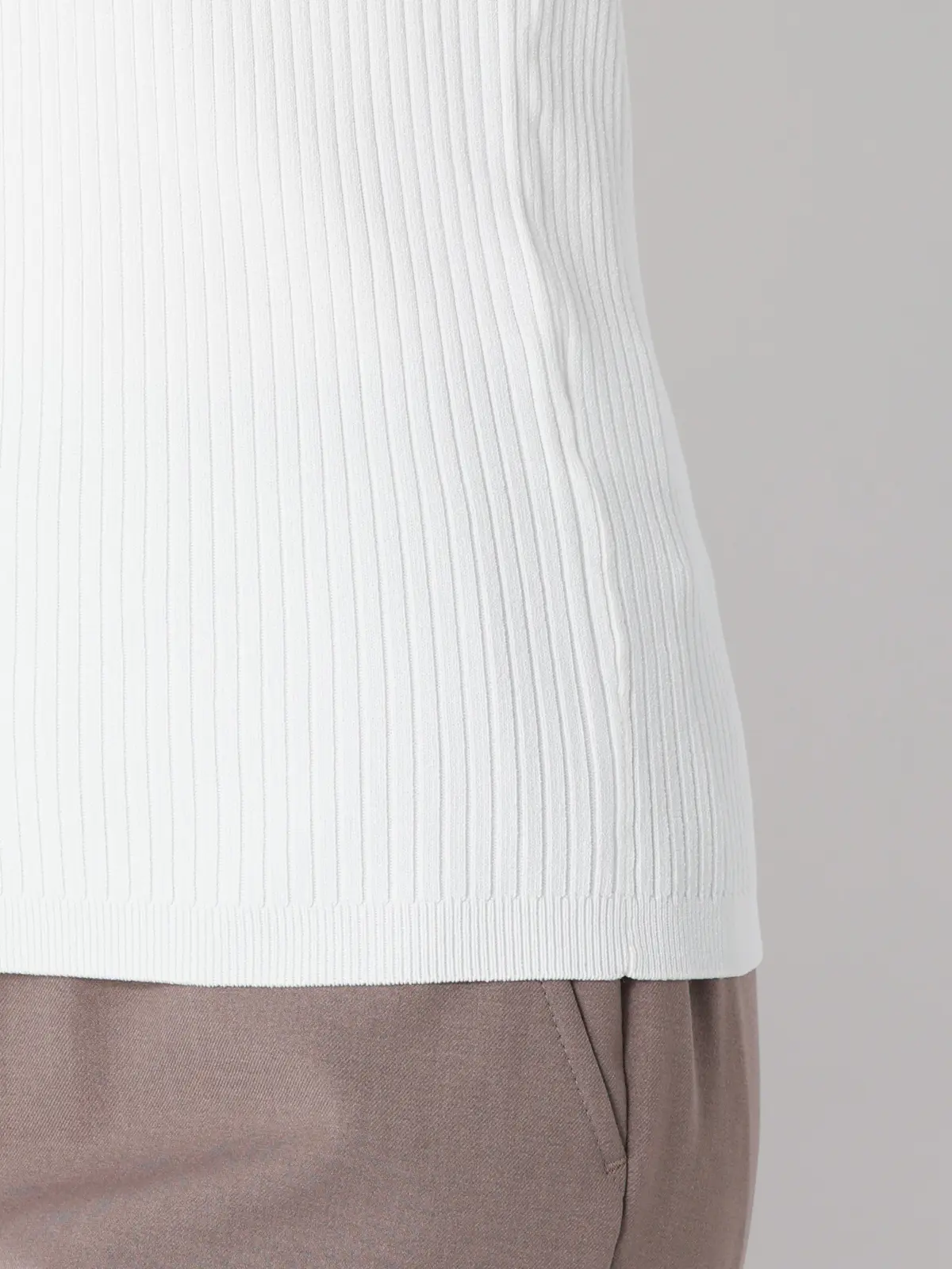 ボートネックリブニット／5分袖／ハンドウォッシュ／ドライレーヨン／無地 オフホワイト F