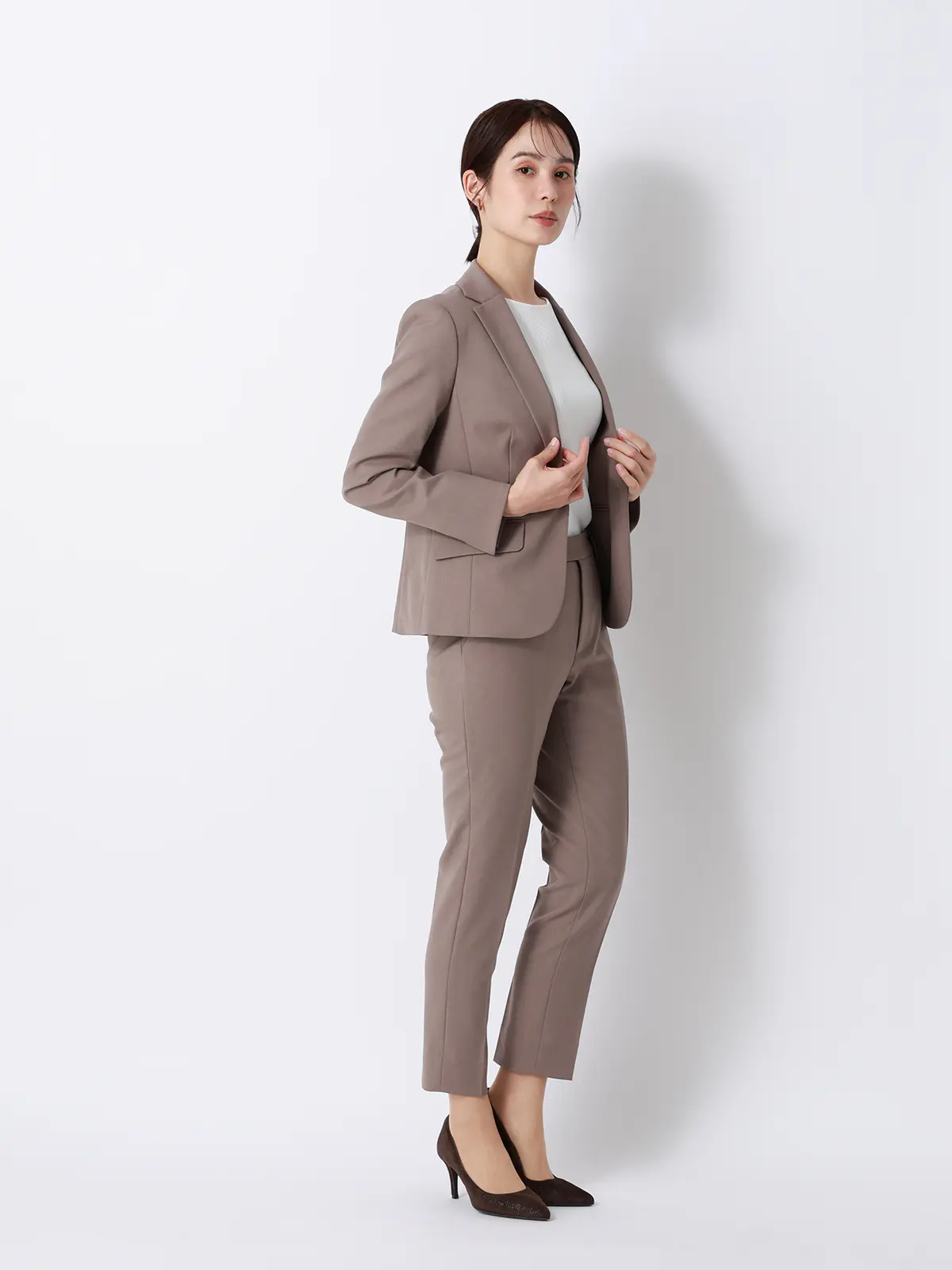 ボートネックリブニット／5分袖／ハンドウォッシュ／ドライレーヨン／無地 オフホワイト F