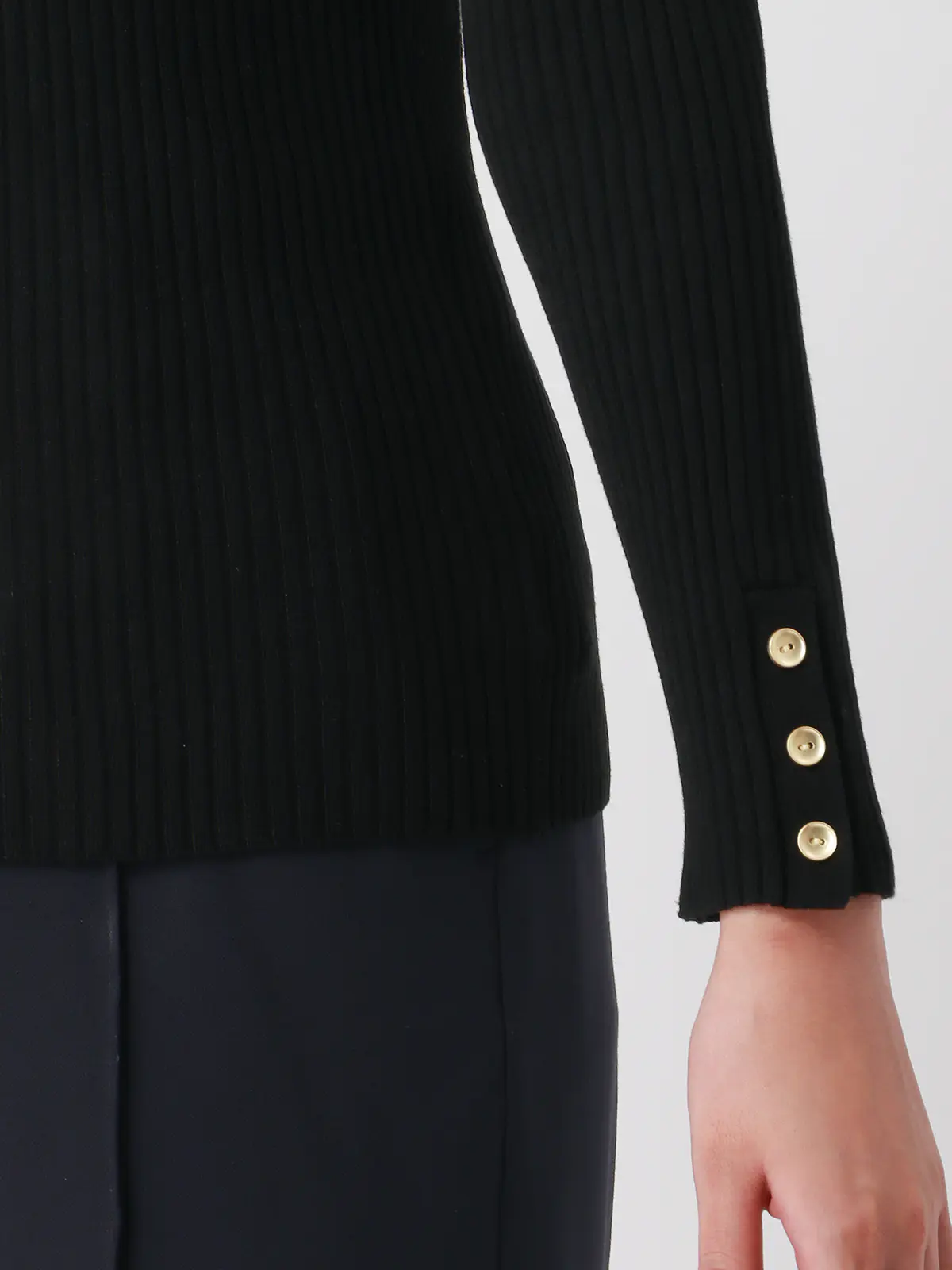 ボートネックリブニット／ハンドウォッシュ／ハイストレッチビスコース／destyle ブラック 38(9号）