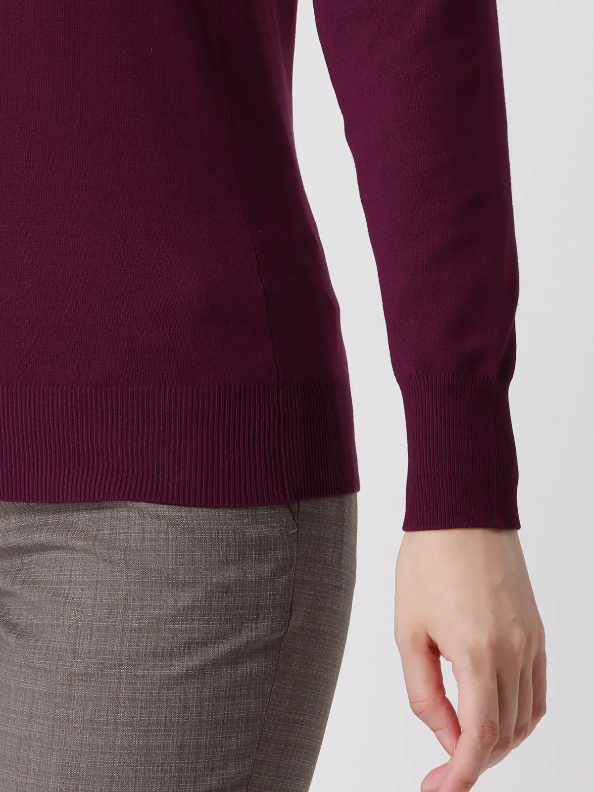 Vネックニット／長袖／ハンドウォッシュ／ハイストレッチビスコース天竺／destyle パープル 38(9号）