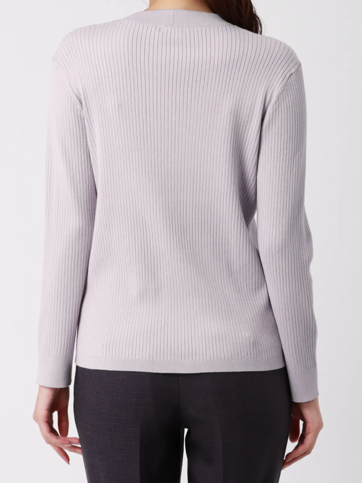 ボウタイプルオーバーニット／ハンドウォッシュ／ストレッチ／エコヴェロレーヨン／destyle パープル 38(9号）