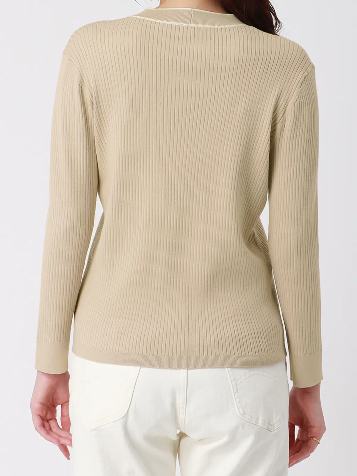 ボウタイプルオーバーニット／ハンドウォッシュ／ストレッチ／エコヴェロレーヨン／destyle ベージュ 38(9号）