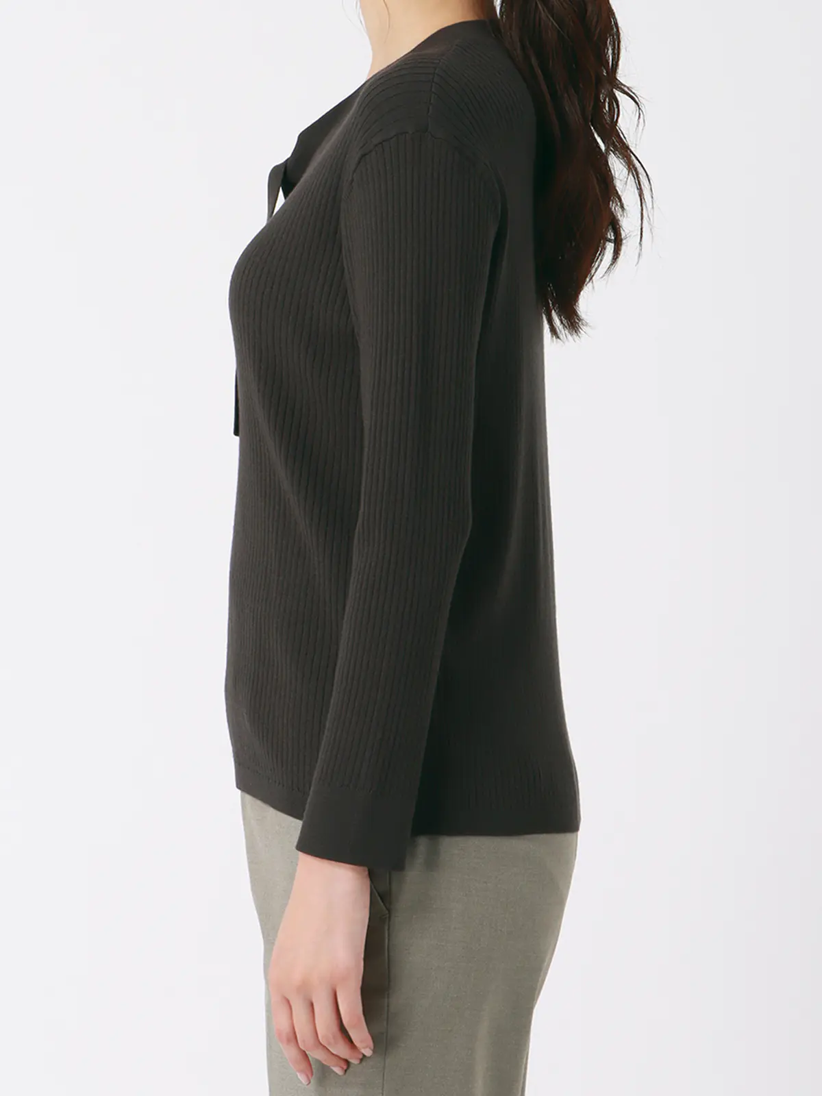 ボウタイプルオーバーニット/ハンドウォッシュ/ストレッチ/エコヴェロレーヨン/destyle グレー 38(9号)