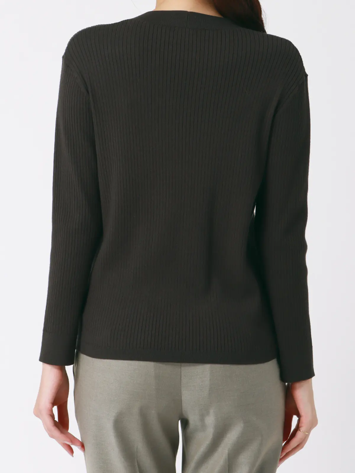 ボウタイプルオーバーニット/ハンドウォッシュ/ストレッチ/エコヴェロレーヨン/destyle グレー 38(9号)